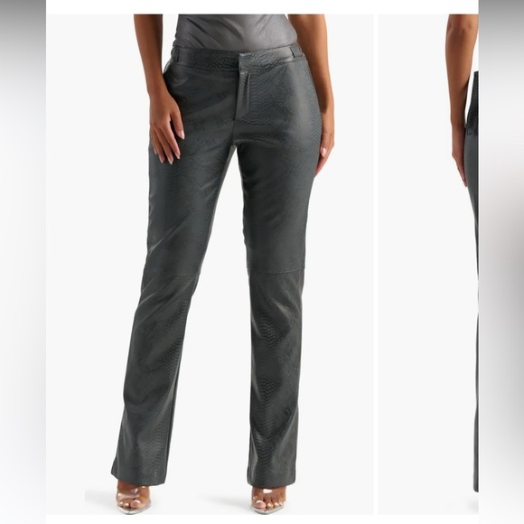 Naked Wardrobe Snakeskin Embossed Faux Leather Crop Cargo Jacket + High Trouser - Picture 2 of 13